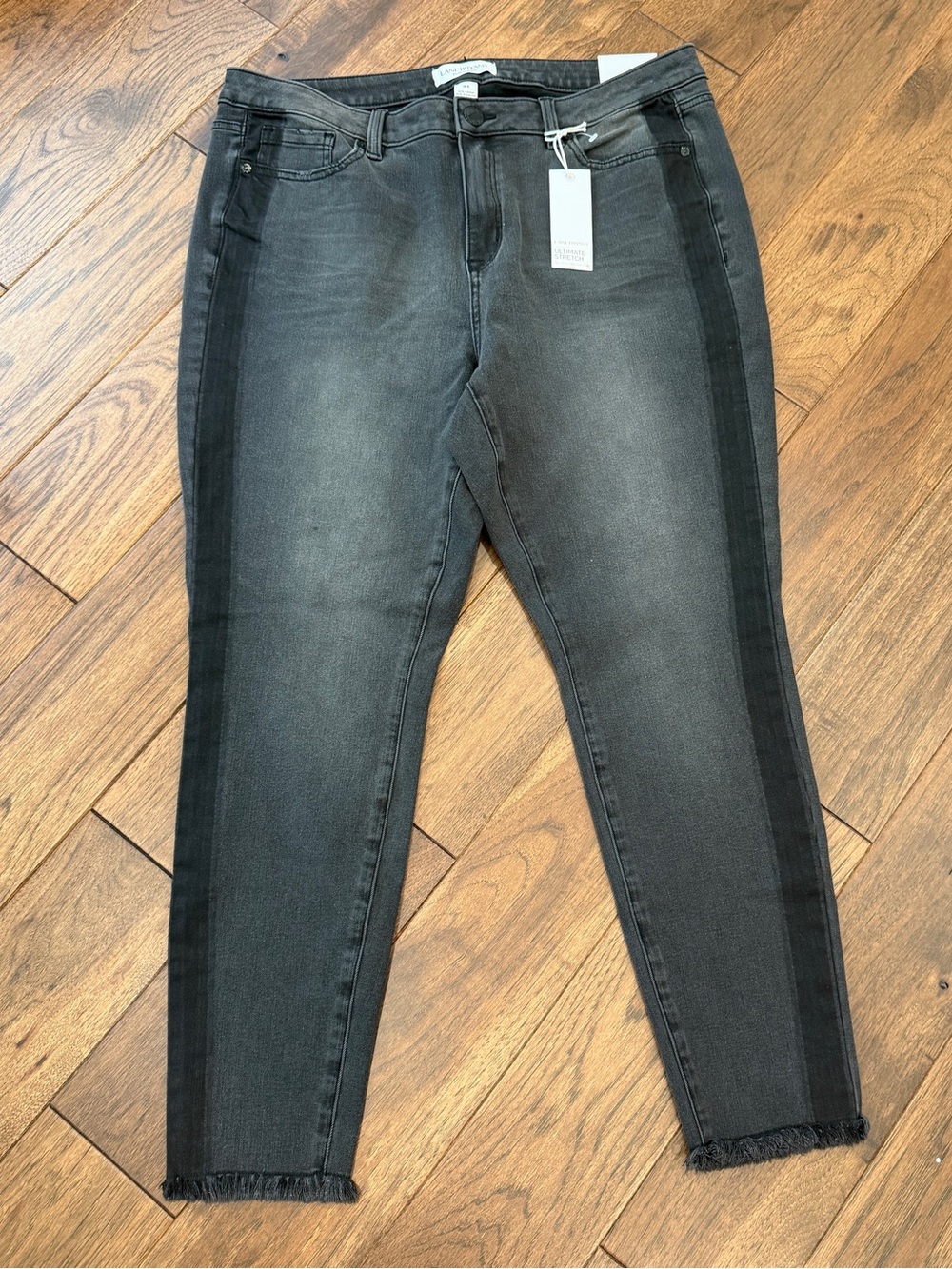 Lane Bryant Ultimate Stretch High Rise Black Washed Skinny Jeans Side Stripe 16